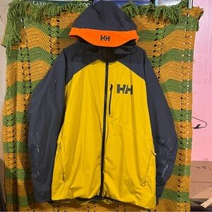Helly Hansen winter ULLR Yellow/Navy Ski Shell Jacket 2XL - Freeride Ready